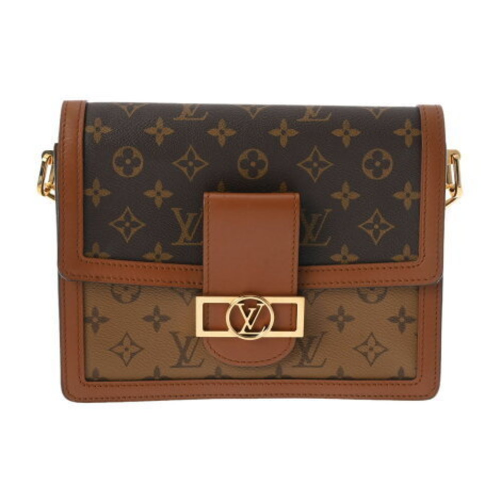 LOUIS VUITTON Monogram Reverse Dauphine Camel Brown Canvas Shoulder Bag
